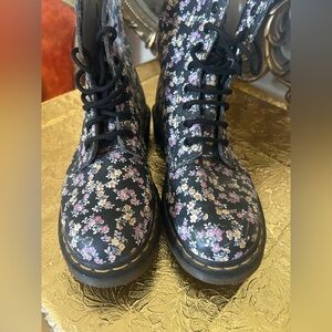 Dr. Martens Black Floral Combat Boots